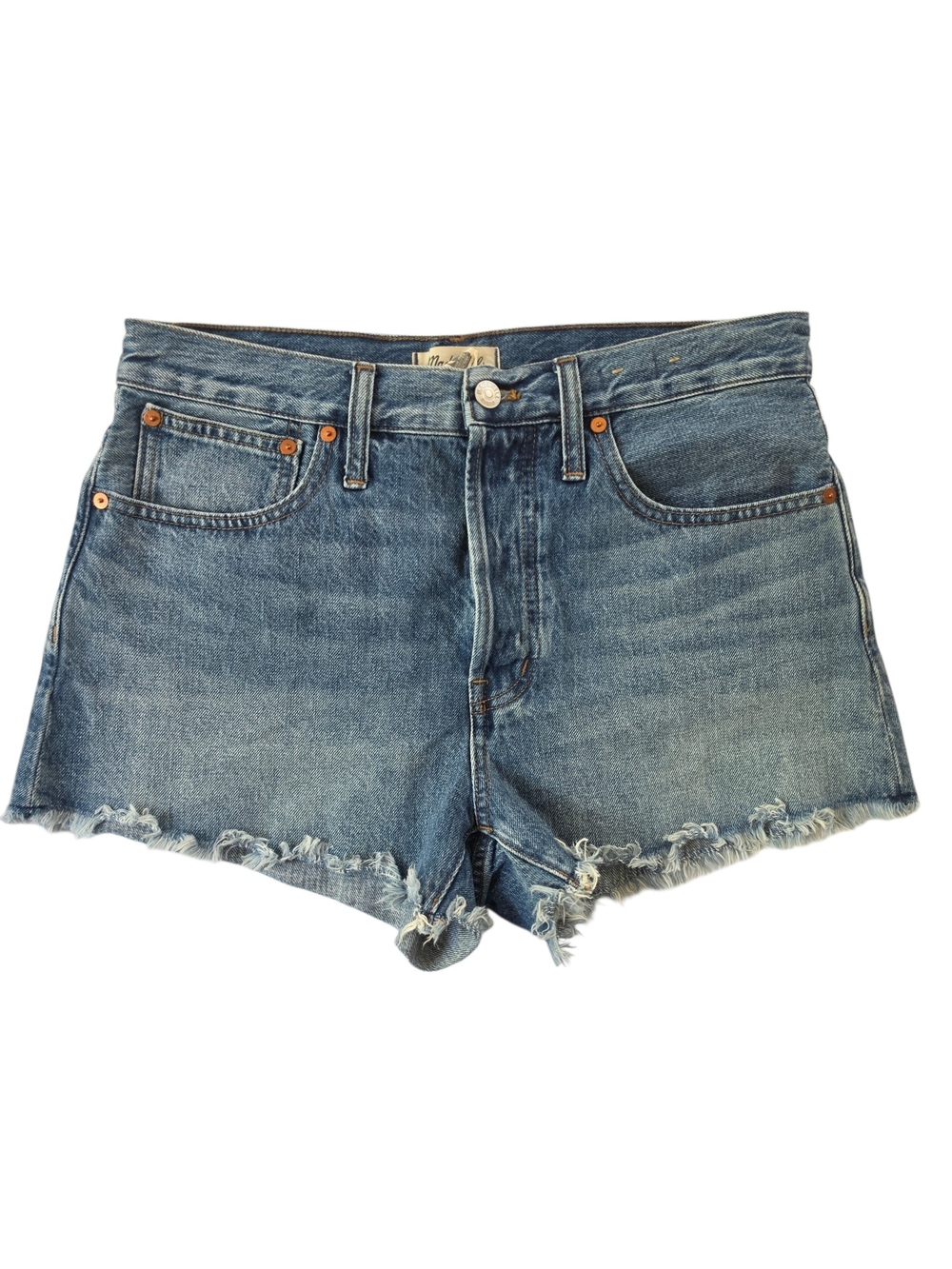 Madewell Distressed Medium Blue Denim Cutoff Shorts